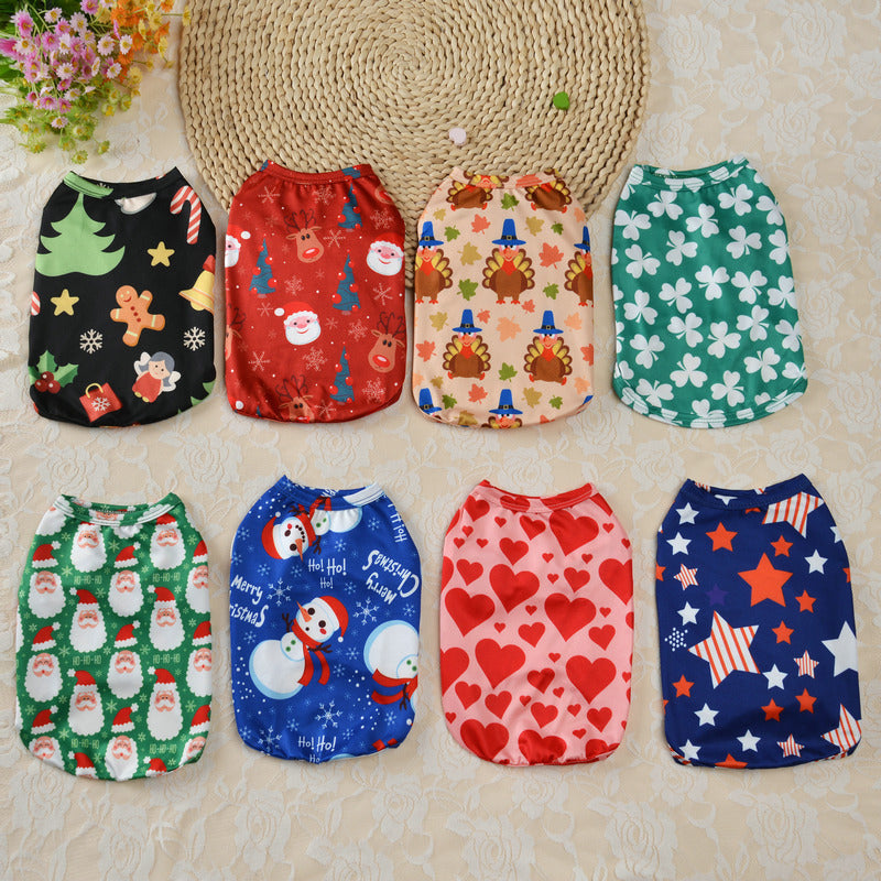 Christmas Pet Vest Shirt Dog Apparel Clothes