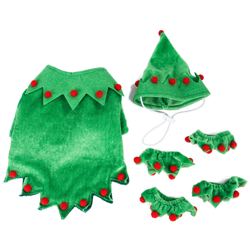 Dog Green Elf Costume with Hat