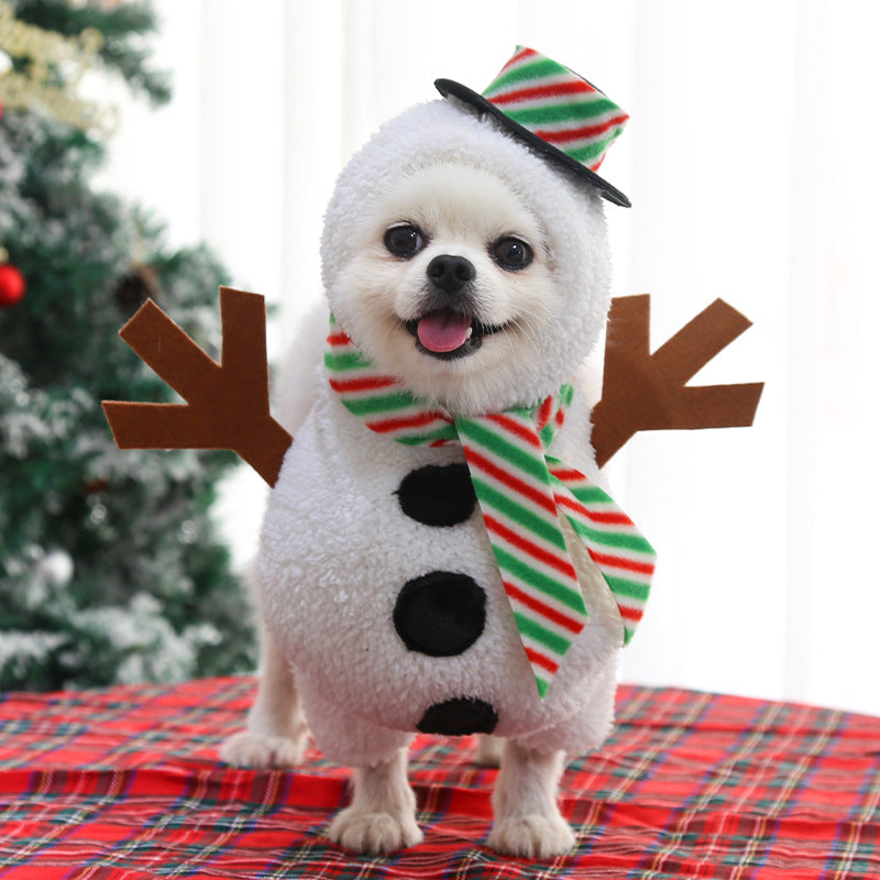 Christmas Pet Cute Dog Snowman Costume