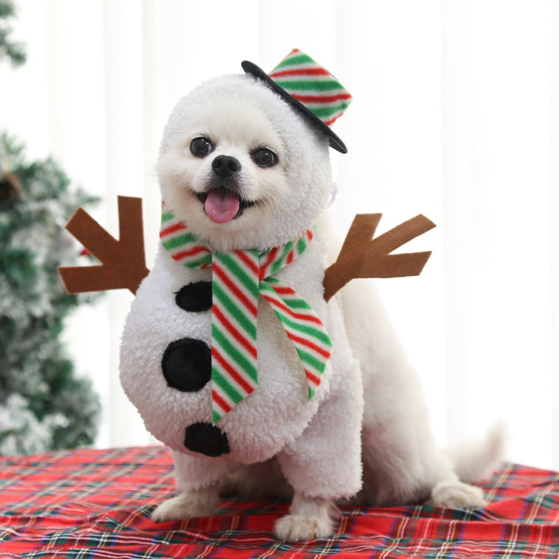 Christmas Pet Cute Dog Snowman Costume