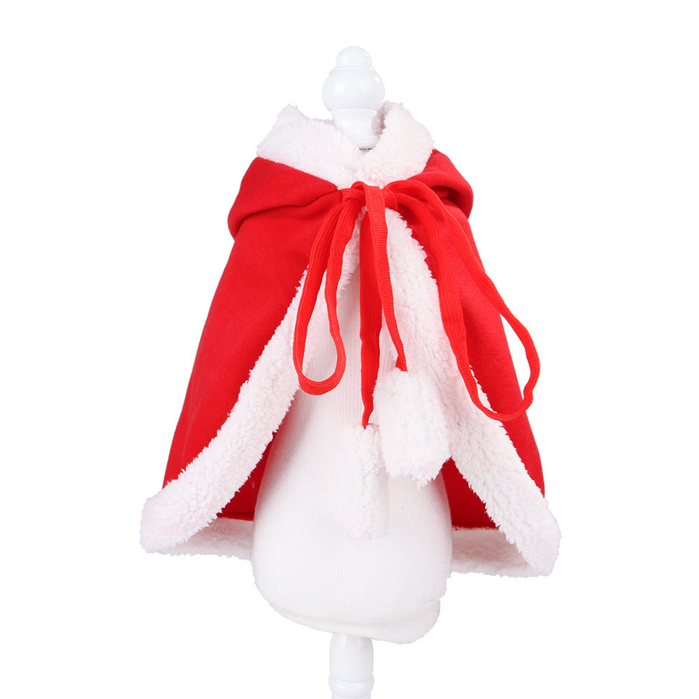 Pet Holiday Cat Costume Red Christmas Cloak