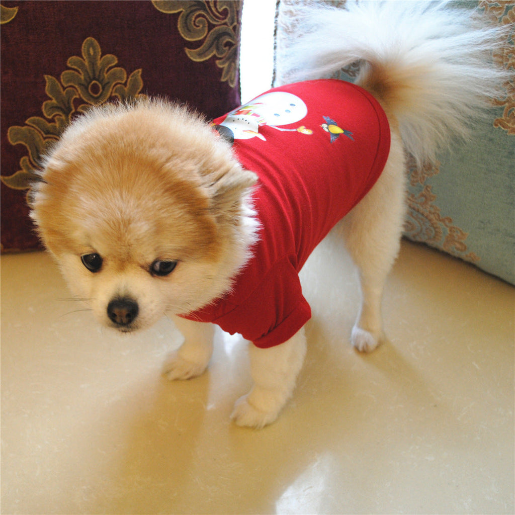 Christmas Cute Printed Breathable Puppy Clothes