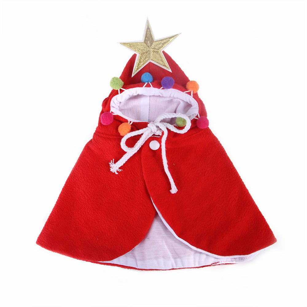 Dog Santa Tree Cloak Cat Christmas Costume with Hat
